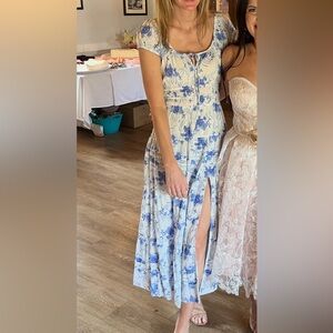 LoveShackFancy Blue Sweetheart Maxi Sundress
